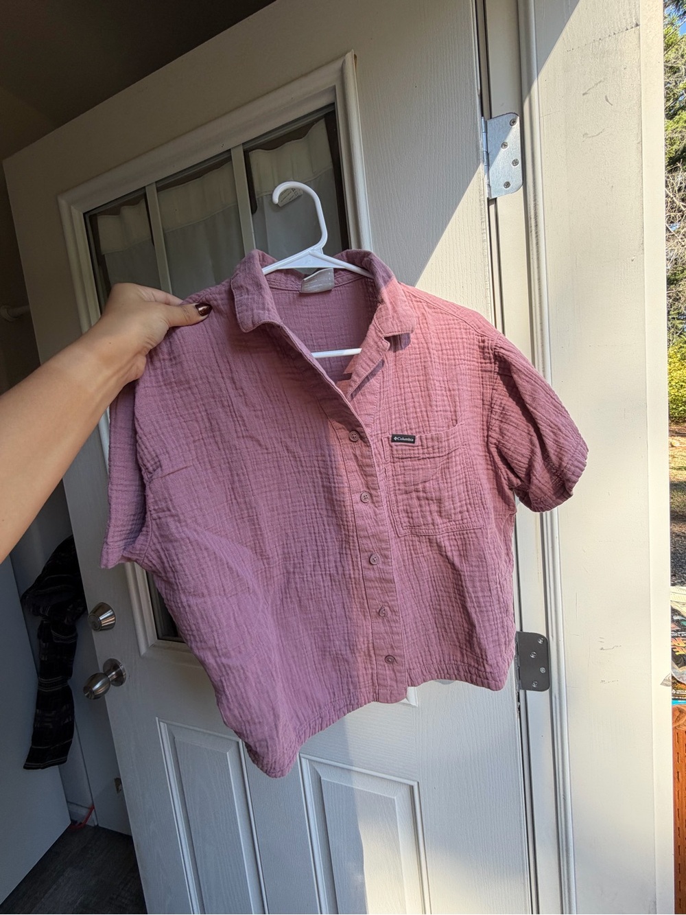 Columbia Mauve Button-Front matching short set